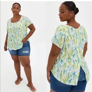 Torrid Green Floral Blouse